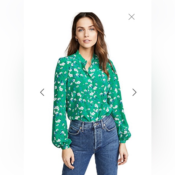 Yumi Kim Green Floral Silk Blouse - Picture 2 of 16